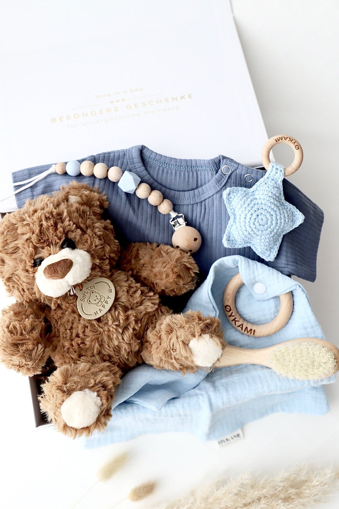 Baby Geschenkbox Teddy Lou – Little Star Blau - OYKAMI in a box