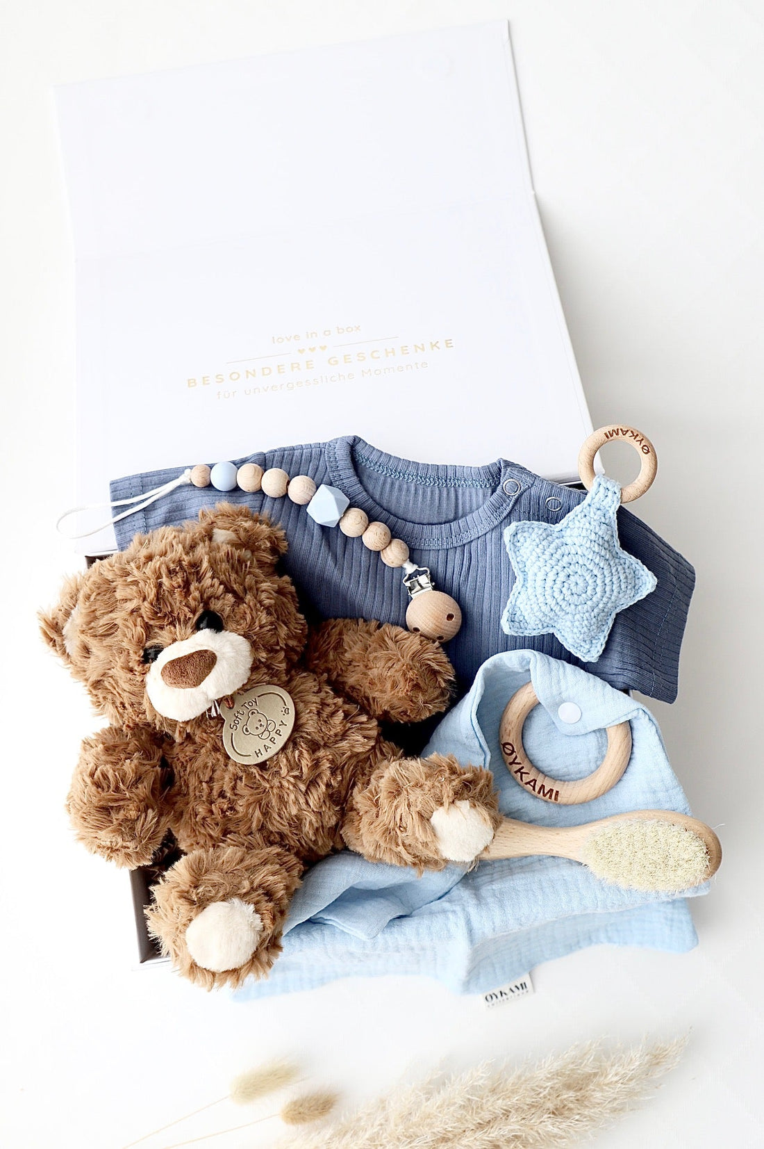 Baby Geschenkbox Teddy Lou – Little Star Blau - OYKAMI in a box