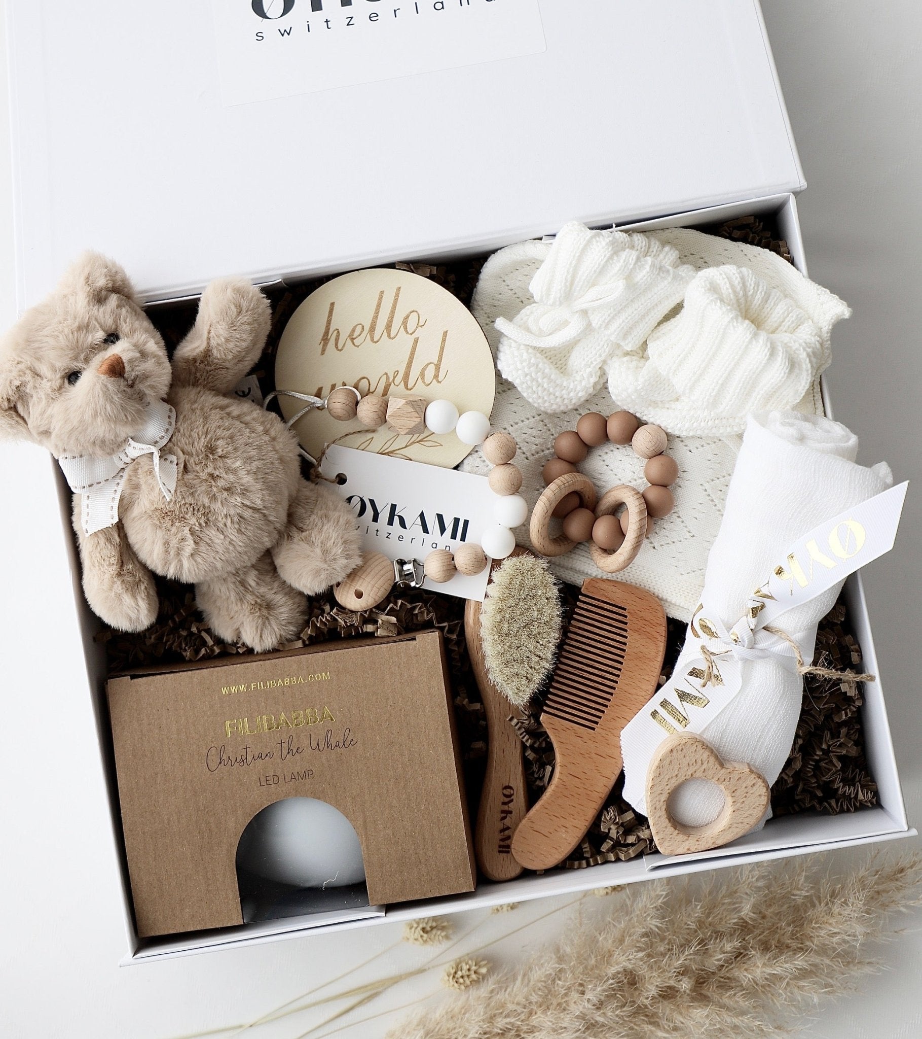 Baby Geschenkbox Weiss "Paris" Bär Braun - OYKAMI in a box
