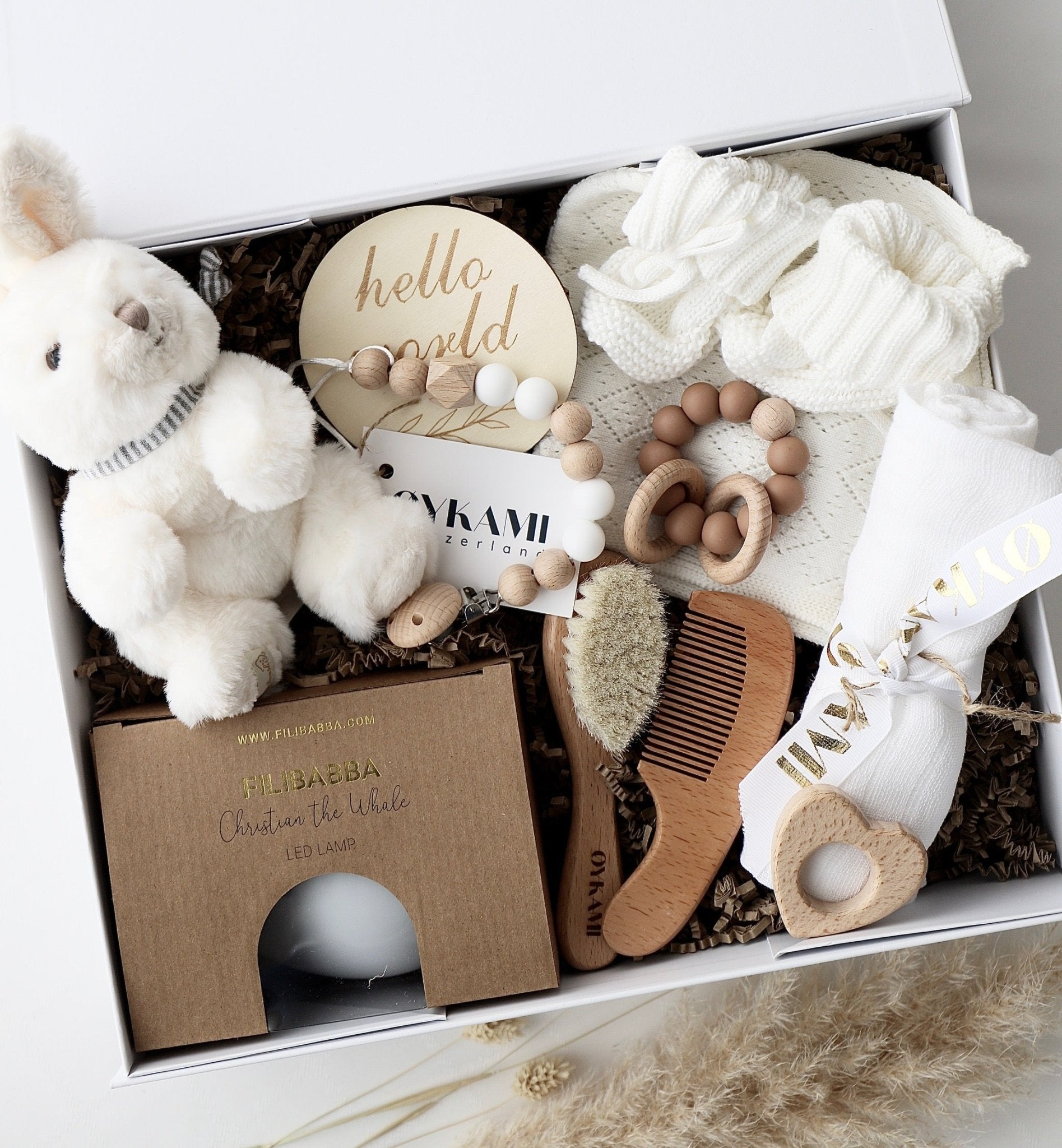 Baby Geschenkbox Weiss "Paris" Hase Weiss - OYKAMI in a box