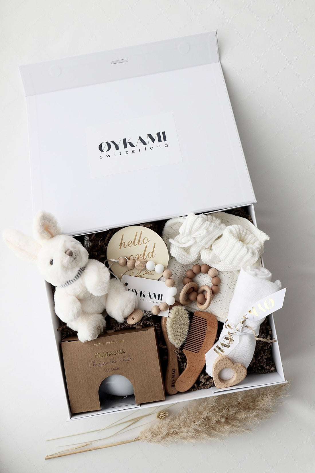 Baby Geschenkbox Weiss "Paris" Hase Weiss - OYKAMI in a box