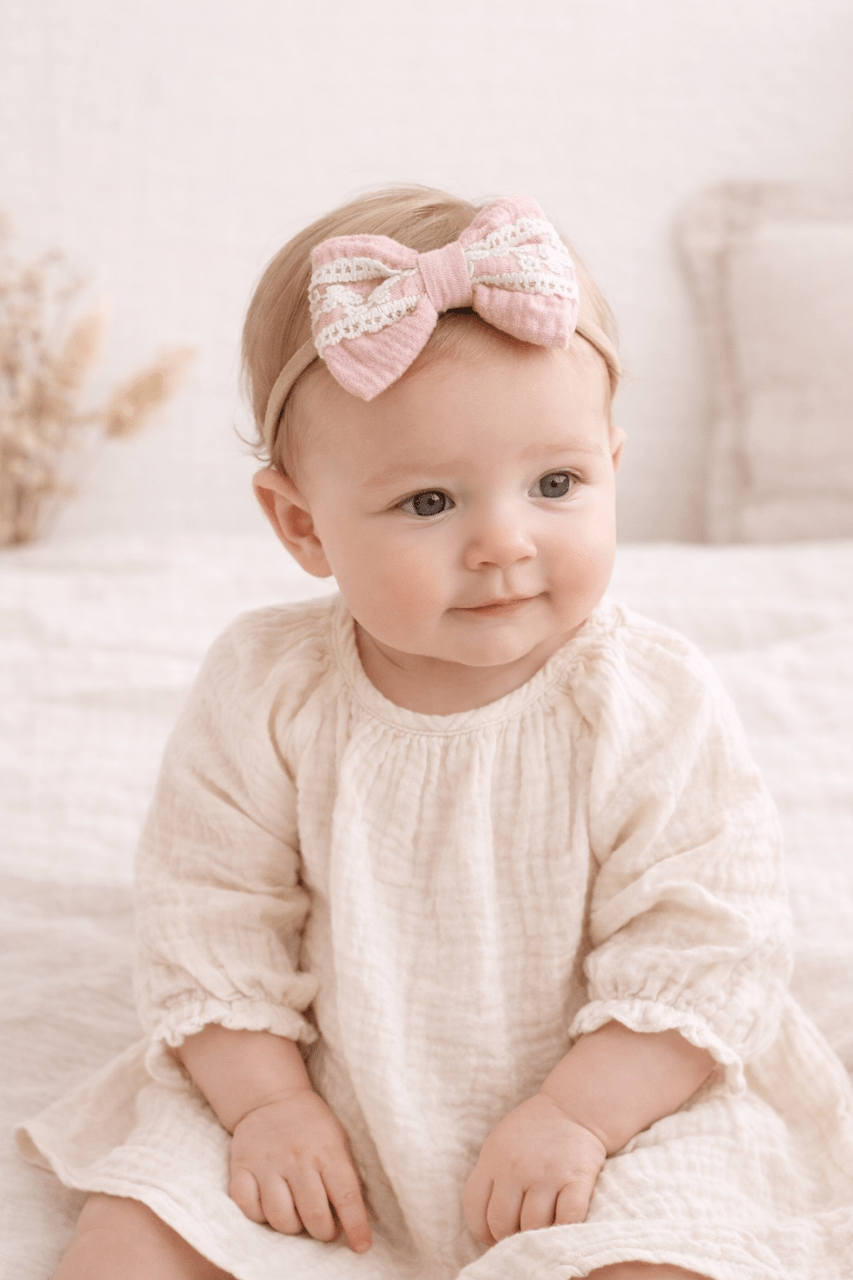 Baby Lätzchen Set mit Haarbändern – Rosé - OYKAMI in a box