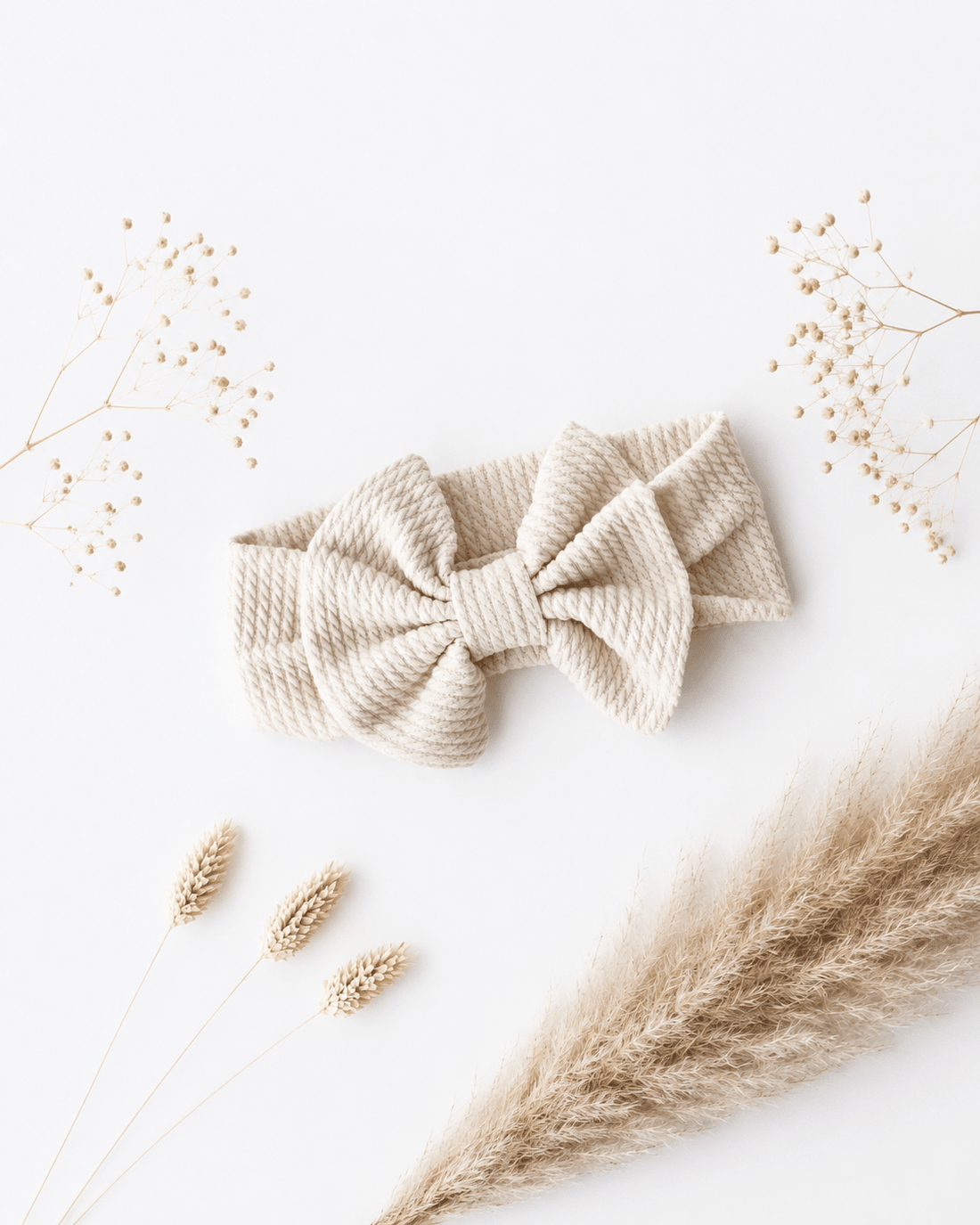Baby-Stirnband Beige mit grosser Schleife - OYKAMI in a box