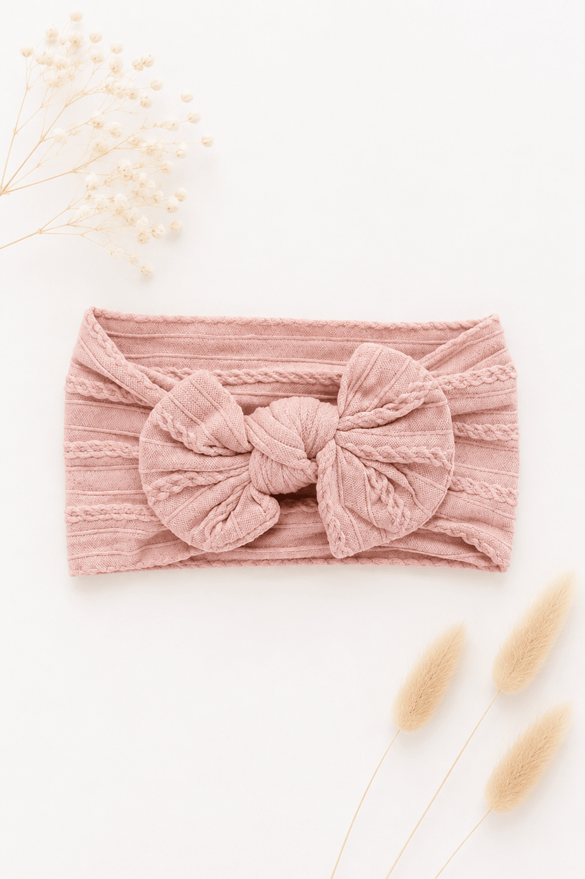 Baby Stirnband mit Schleife – Blush Pink - OYKAMI in a box