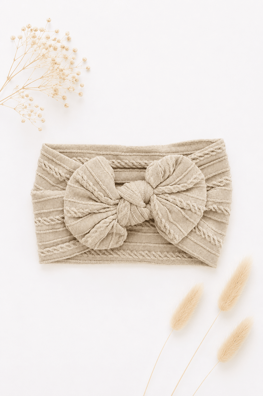 Baby Stirnband mit Schleife – Natural Beige - OYKAMI in a box
