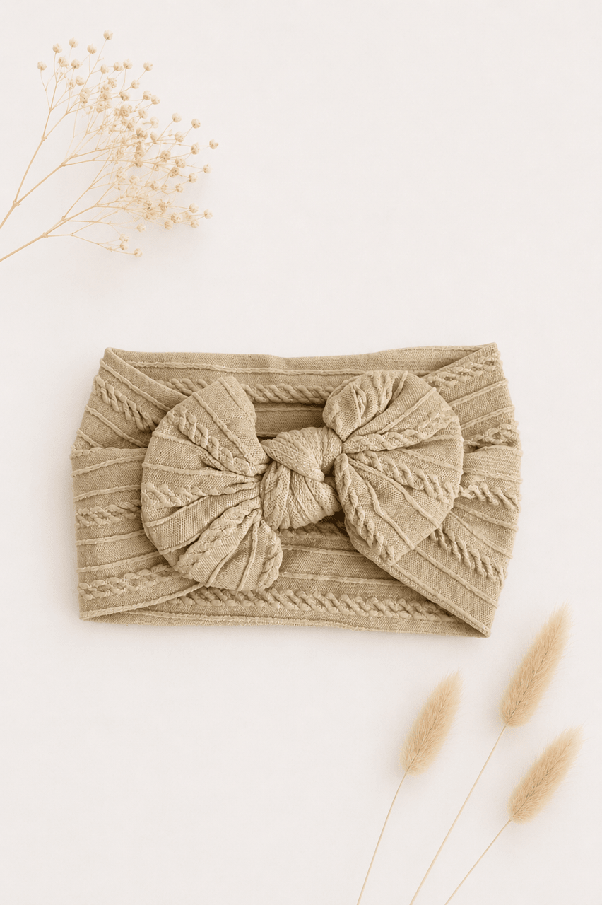 Baby Stirnband mit Schleife – Soft Sand - OYKAMI in a box