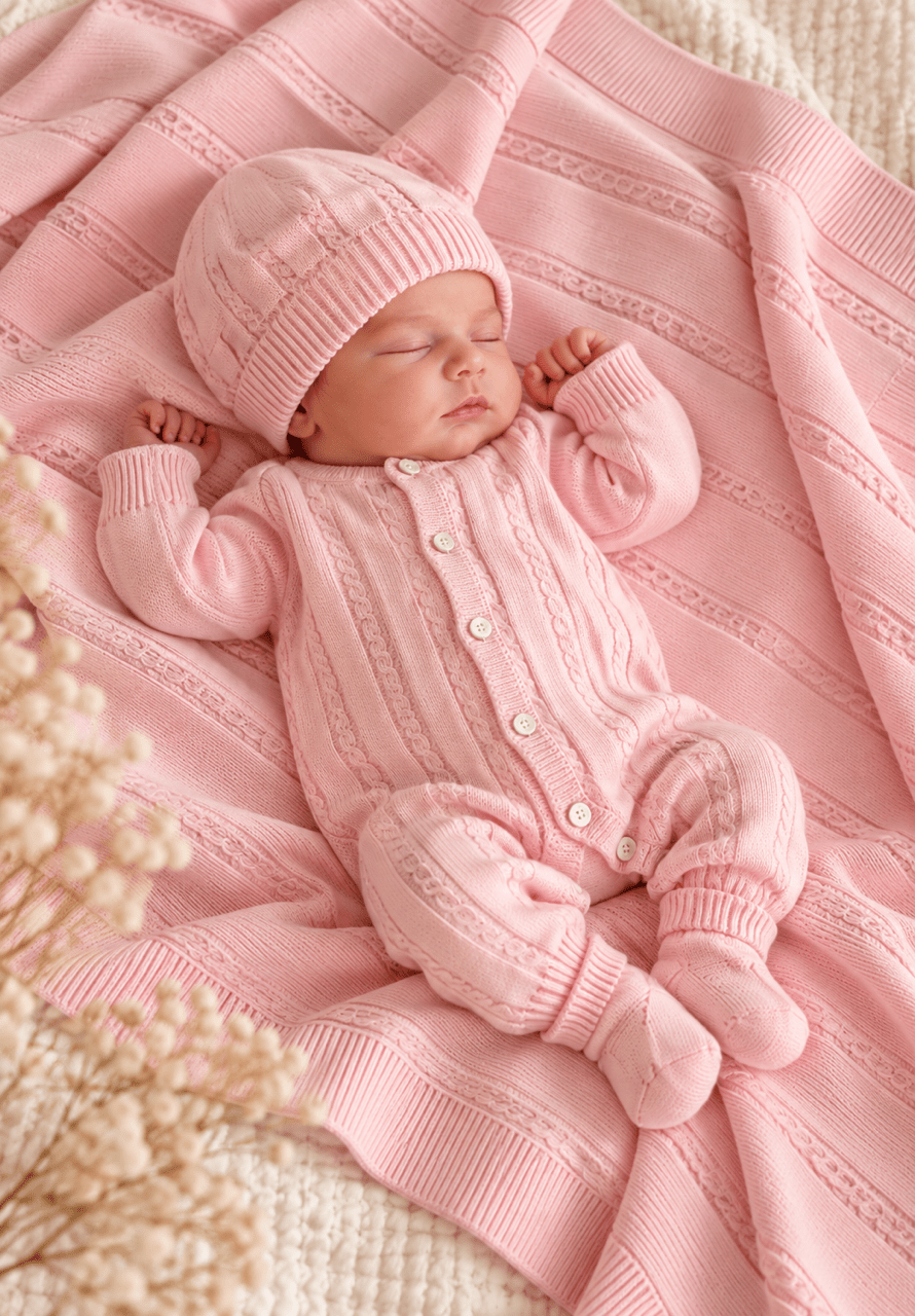 Baby Strickset 4-teilig – OEKO-TEX® - Rosa - OYKAMI in a box