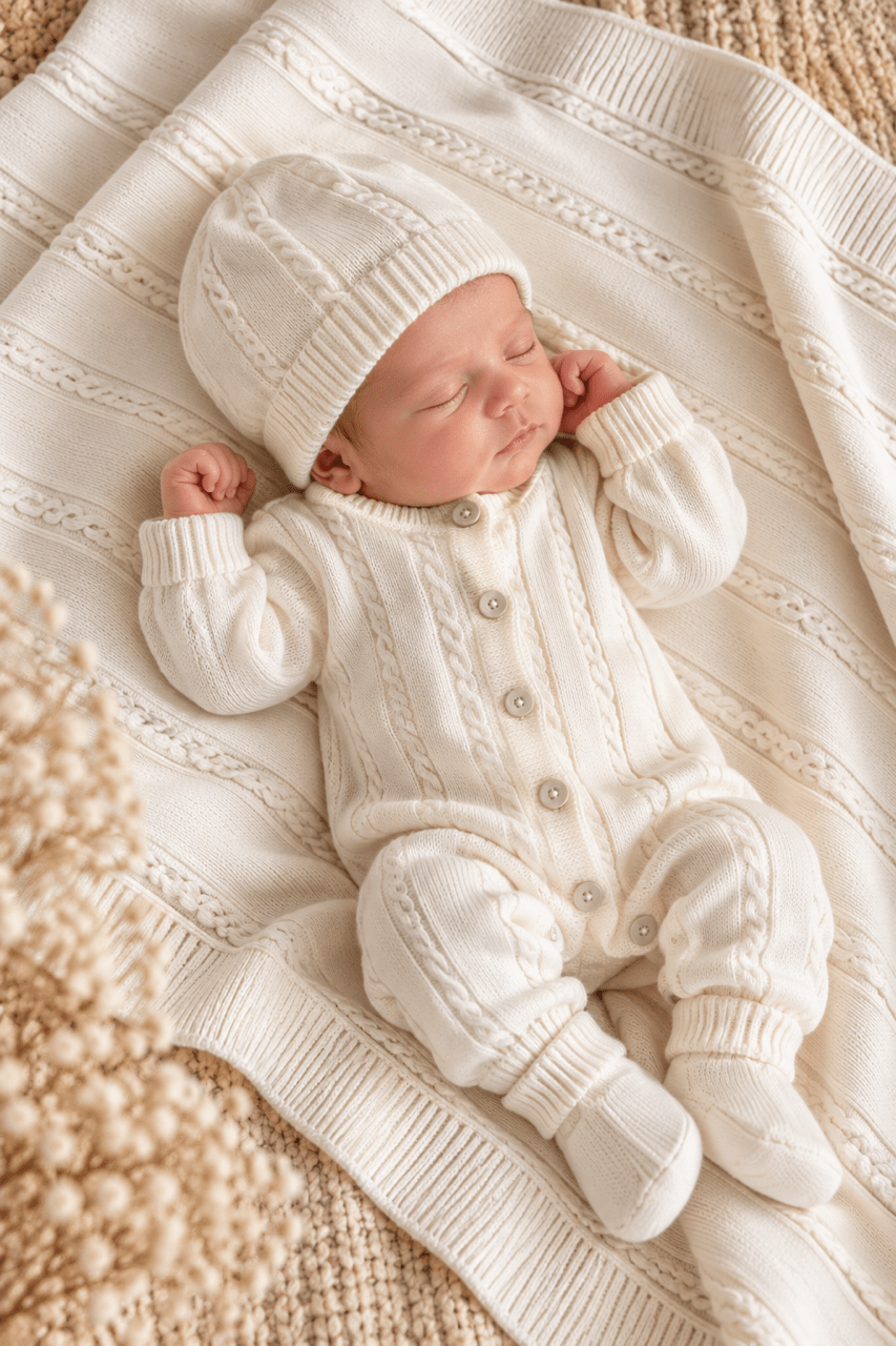 Baby Strickset 4-teilig – OEKO-TEX® - Weiss - OYKAMI in a box