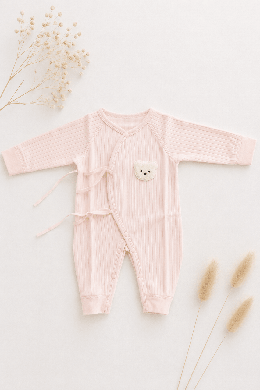 Babybody mit Bärchen - Hellrosa - OYKAMI in a box