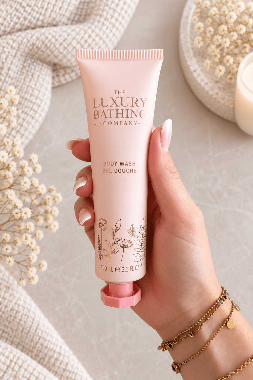 Duschgel Rosa Pfingstrose, Pfirsich & Himbeere, 100 ml - OYKAMI in a box