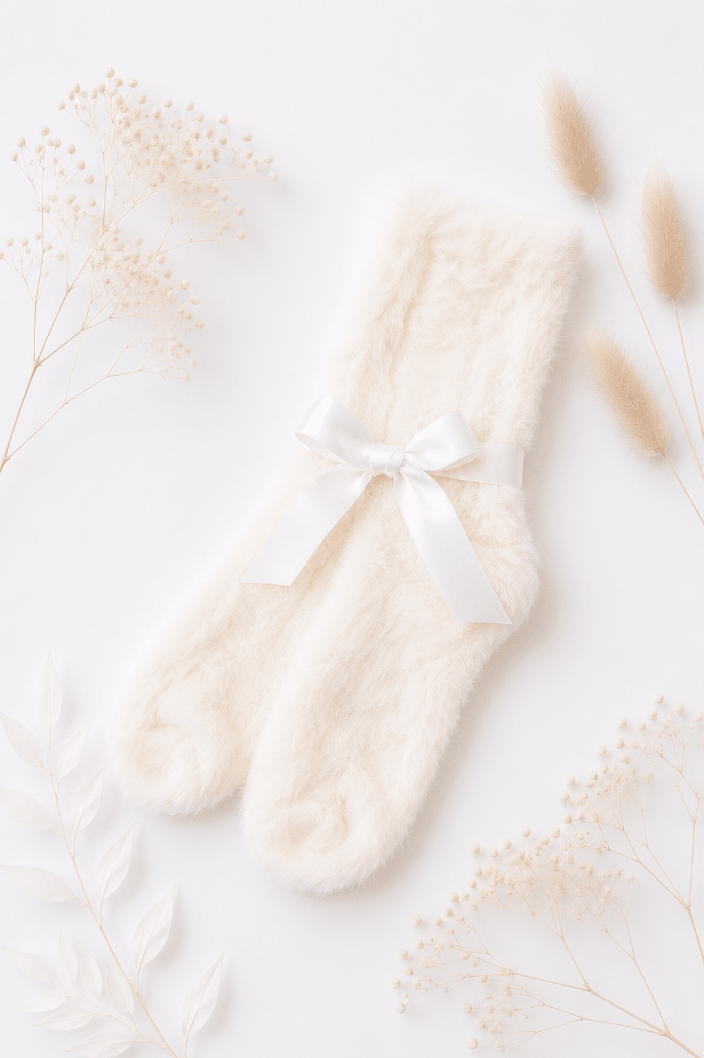 Flauschige Socken – Weiss - OYKAMI in a box