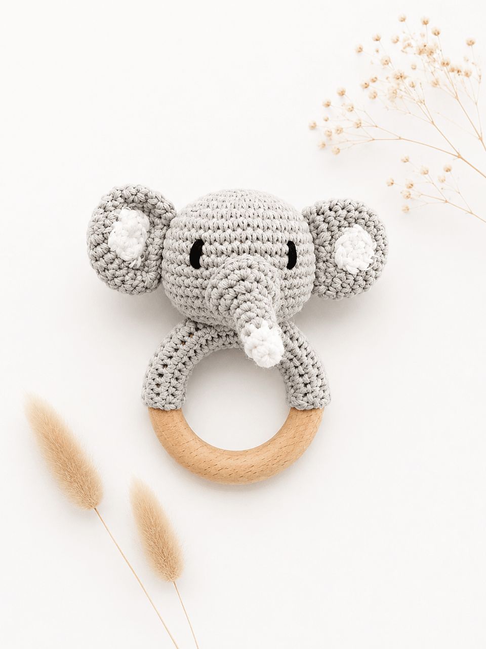 Gehäkelter Greifring Elefant - OYKAMI in a box