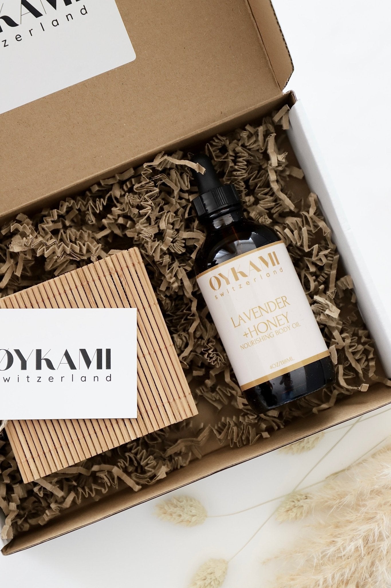 Geschenkset Bodyöl Lavender und Honey - OYKAMI in a box