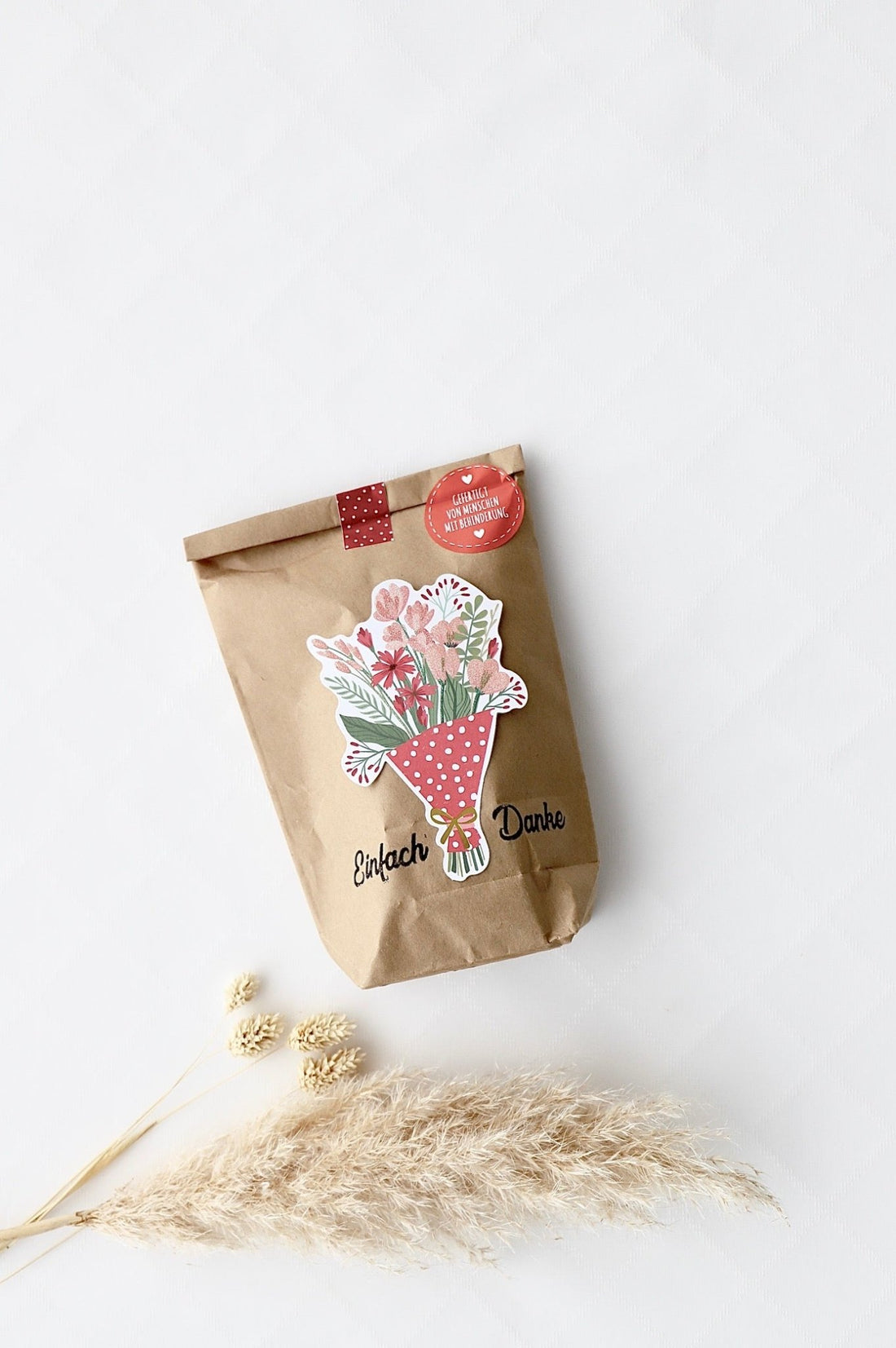 Geschenktüte „Einfach Danke“ – Blumenmotiv - OYKAMI in a box