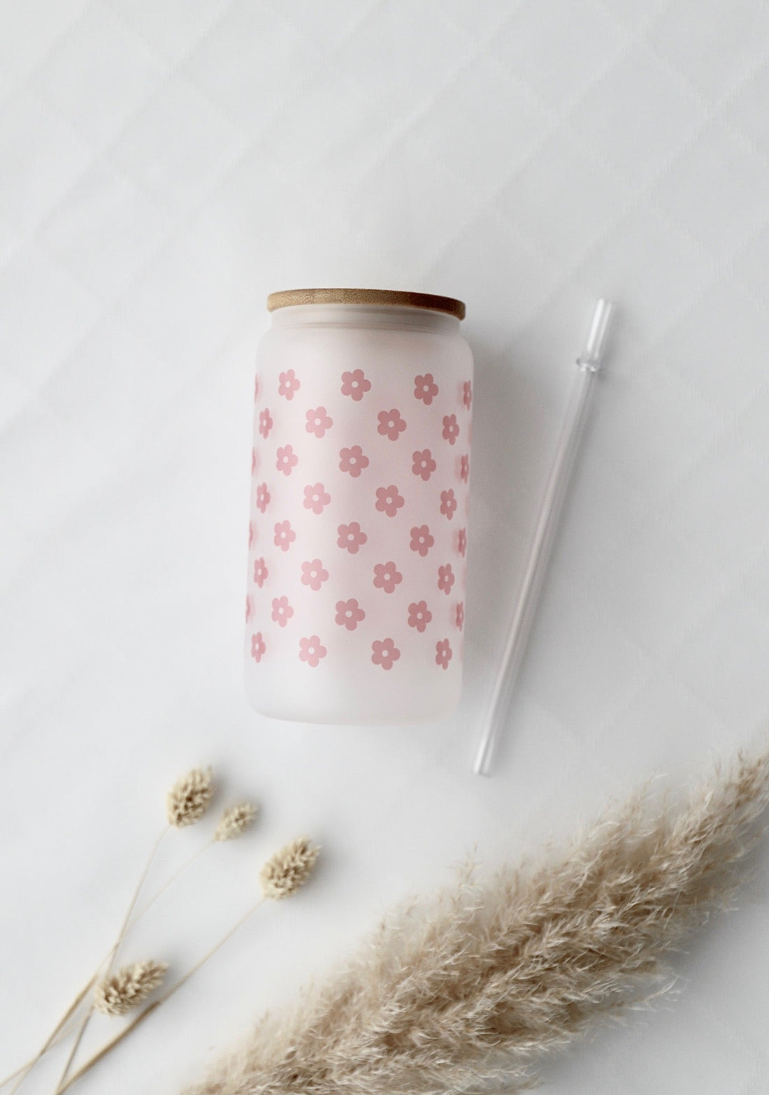 Glas Trinkflasche mit Blumen - OYKAMI in a box