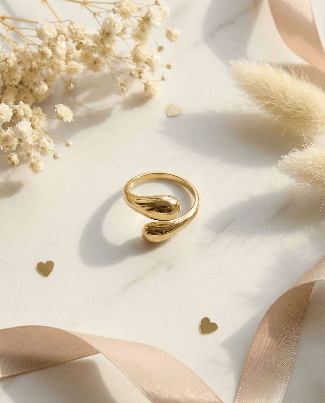 Goldener Ring – Tropfenform Offen - OYKAMI in a box