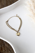 Goldenes Armband mit Herz - Anhänger - OYKAMI in a box