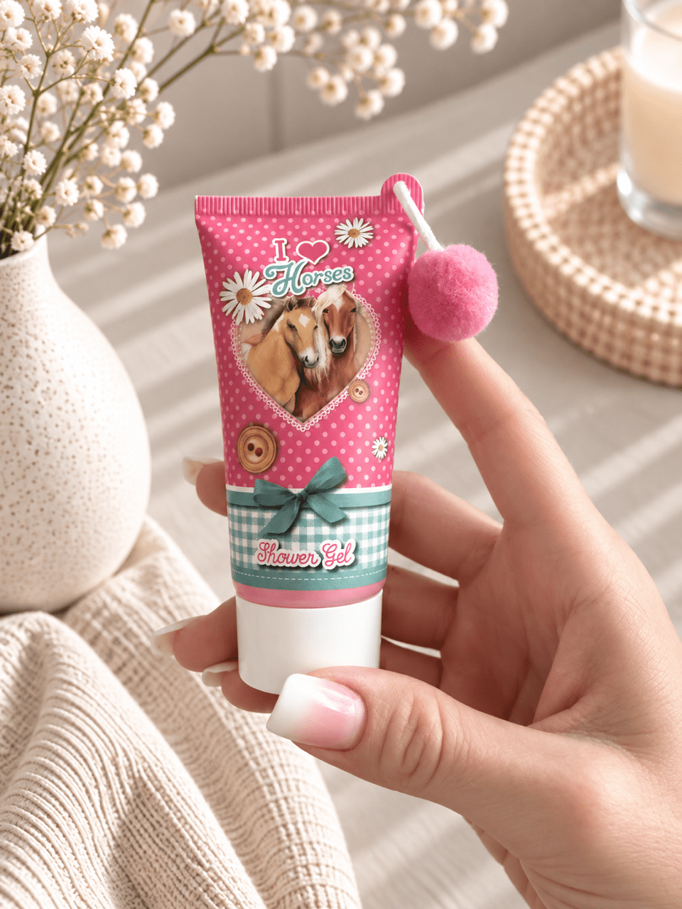 I Love Horses Duschgel mit Pompon - OYKAMI in a box
