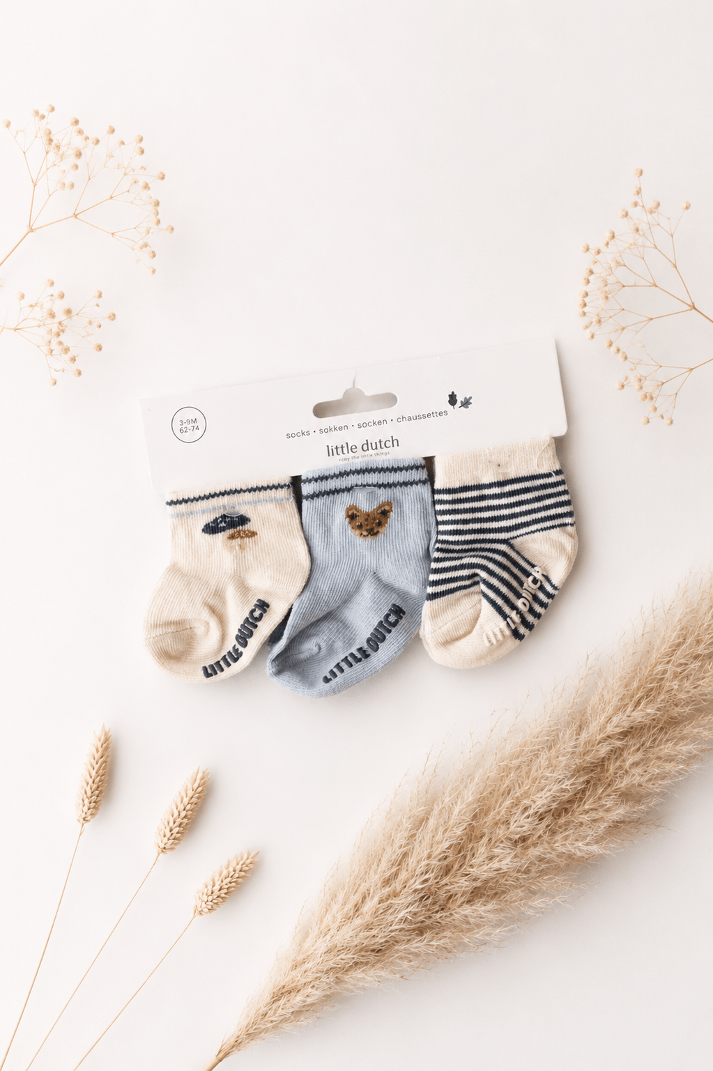 Jungen Socken Set (Blau/Beige) - OYKAMI in a box