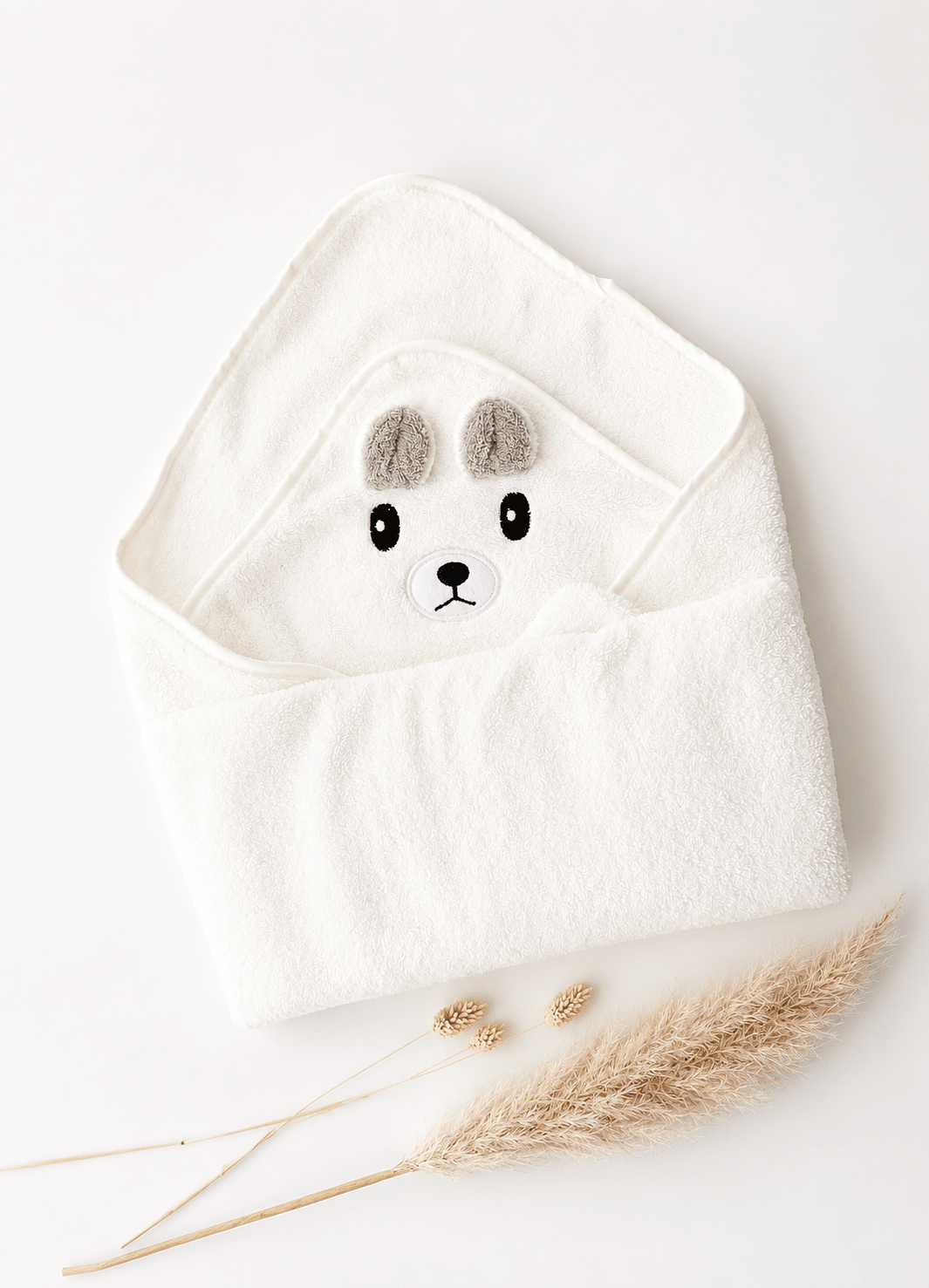 Kapuzenhandtuch Bär – Weiss - OYKAMI in a box