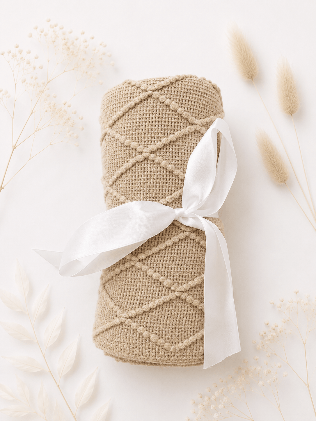 Kuscheldecke-Decke mit Fransen Beige - OYKAMI in a box