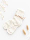 Kuschelsocken Weiss mit rosa Band - OYKAMI in a box