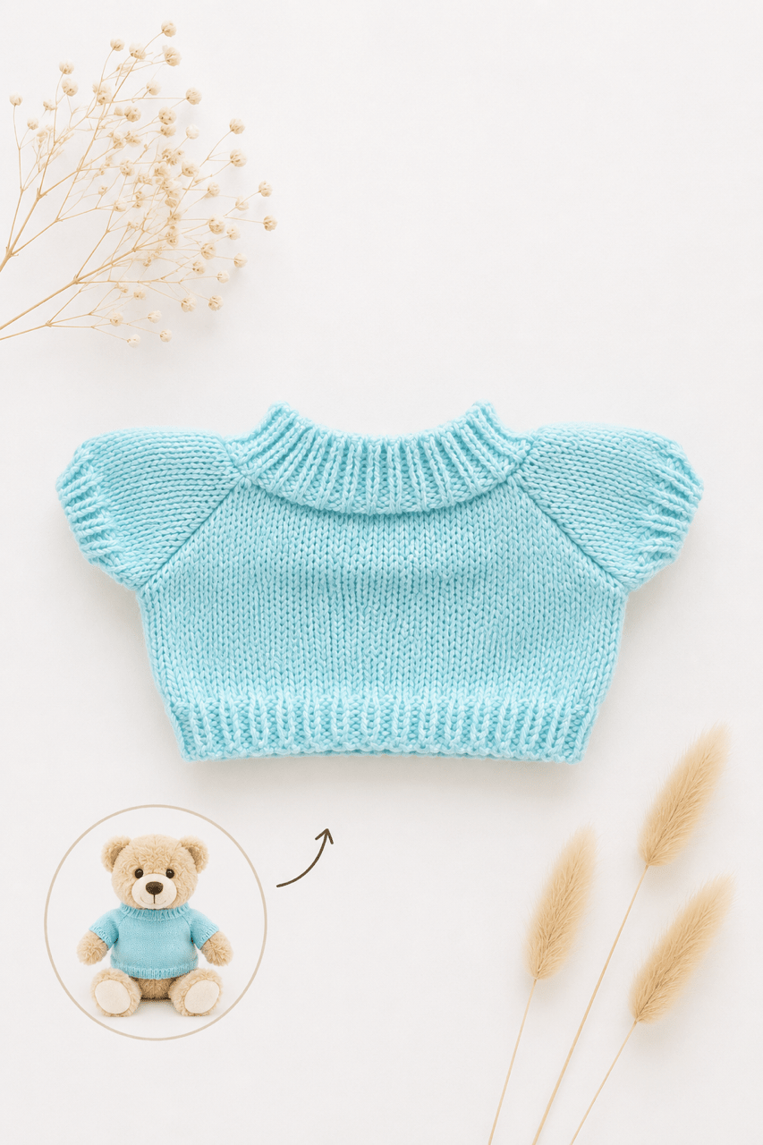 Kuscheltier Pulli Mint Blau gestrickt – Kleidung für deinen Lieblingskuschelfreund - OYKAMI in a box