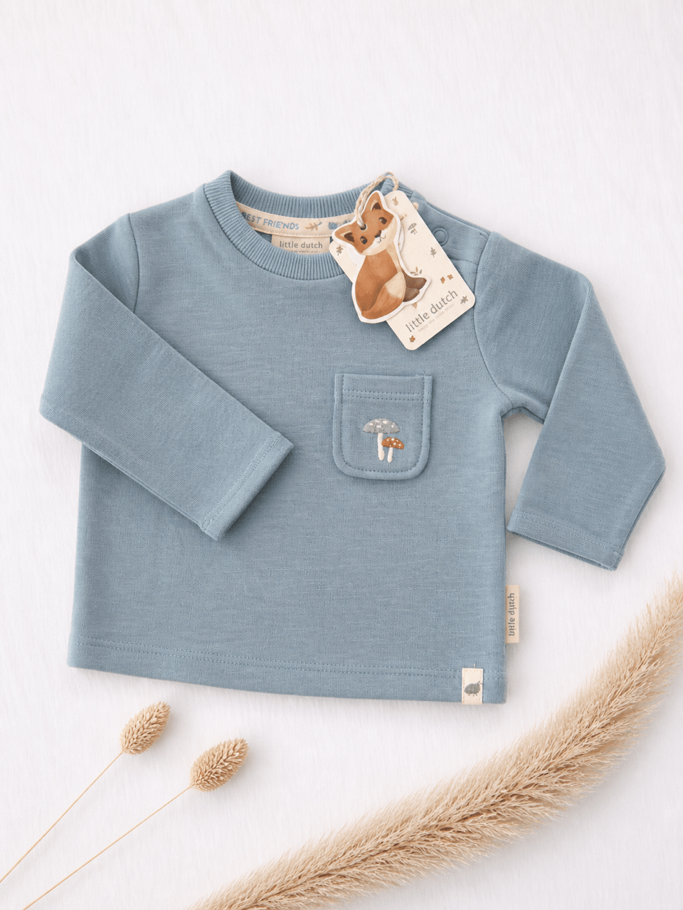 Langarmshirt blau mit Tasche - OYKAMI in a box