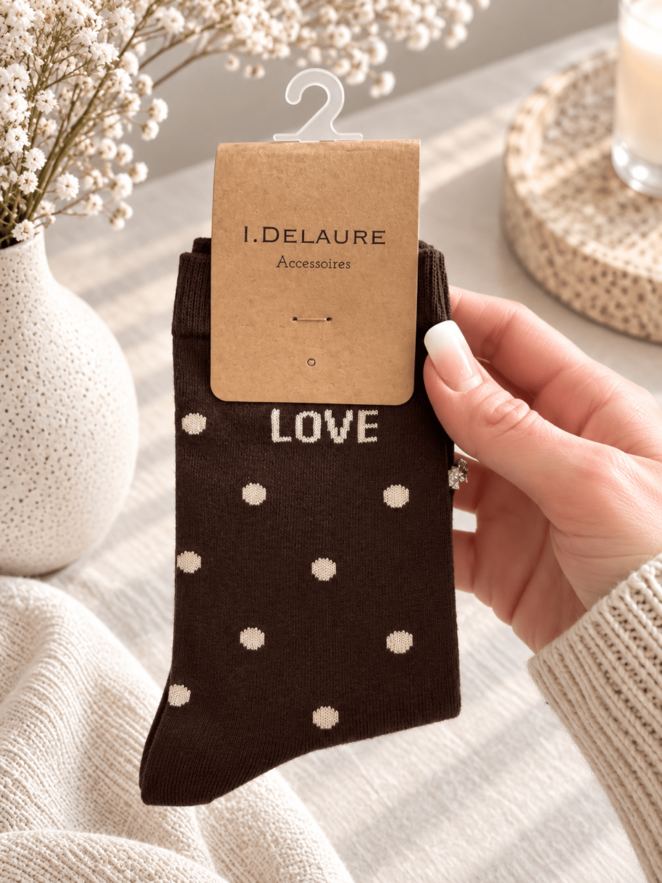 LOVE Socken - Dunkelbraun - OYKAMI in a box