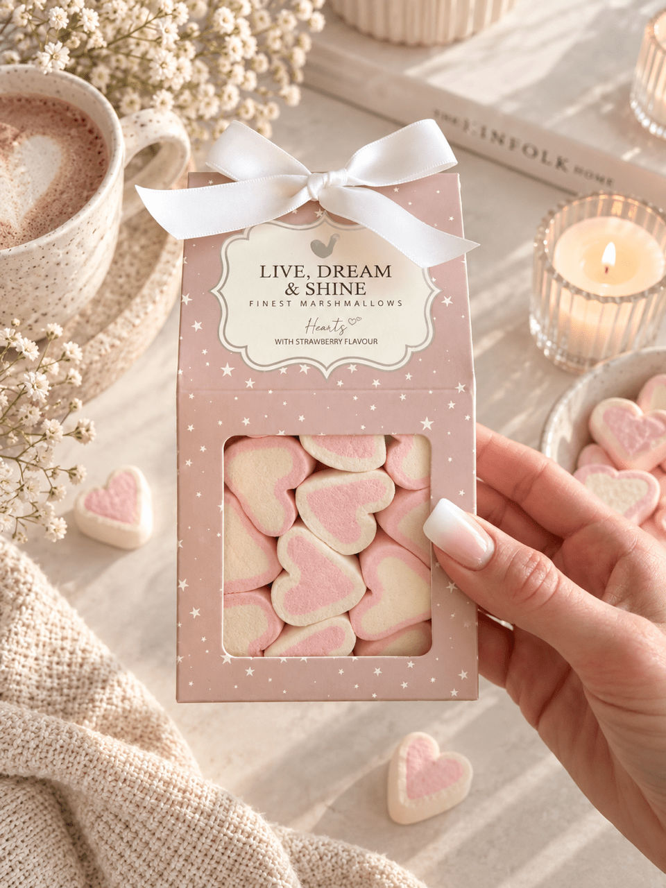 Marshmallow-Herzen Erdbeere - OYKAMI in a box