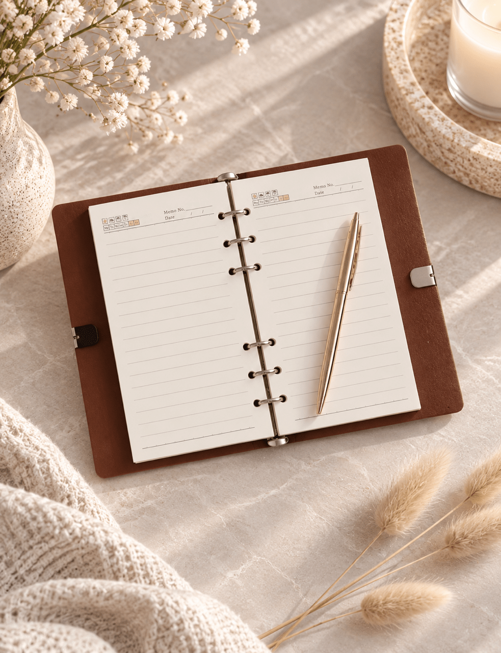 Notizbuch mit Stift – Braun - OYKAMI in a box