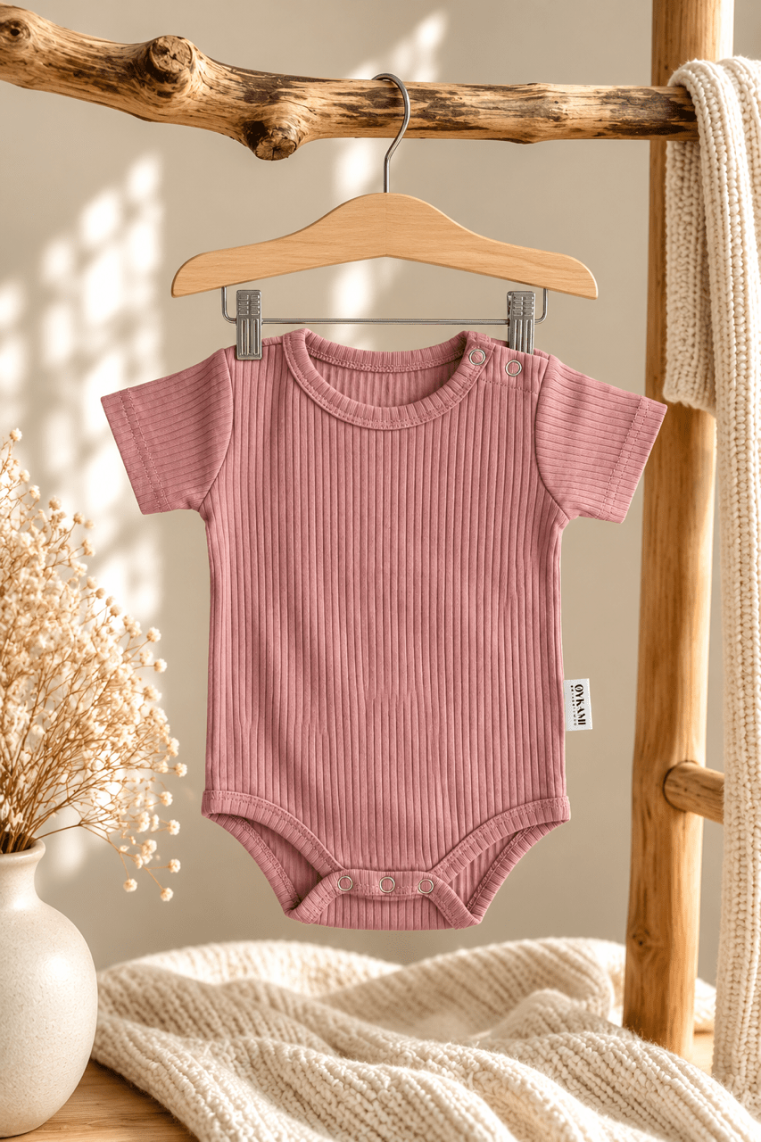 OYKAMI Baby Body Altrosa – Ribbed Collection - OYKAMI in a box