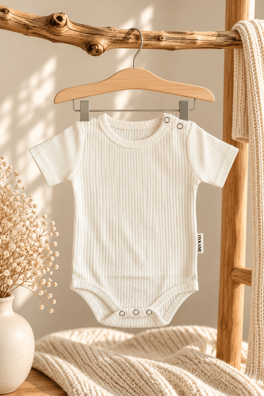 OYKAMI Baby Body Weiss – Ribbed Collection - OYKAMI in a box