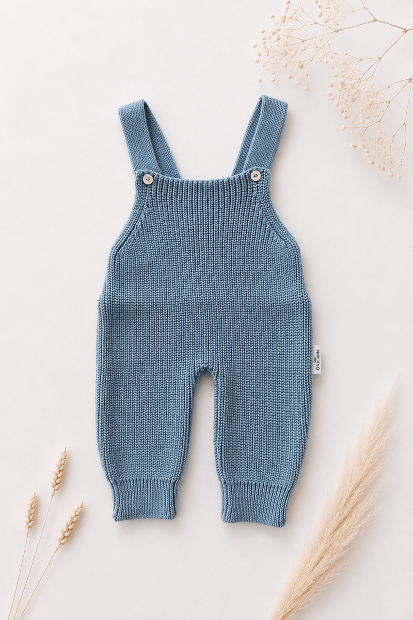 OYKAMI Baby Strick Latzhose – Organic Cotton - Blau - OYKAMI in a box