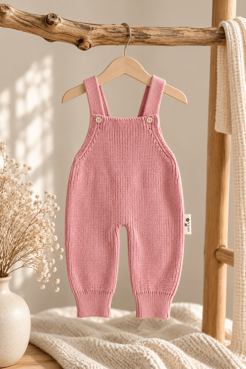 OYKAMI Baby Strick Latzhose – Organic Cotton - Rosa - OYKAMI in a box