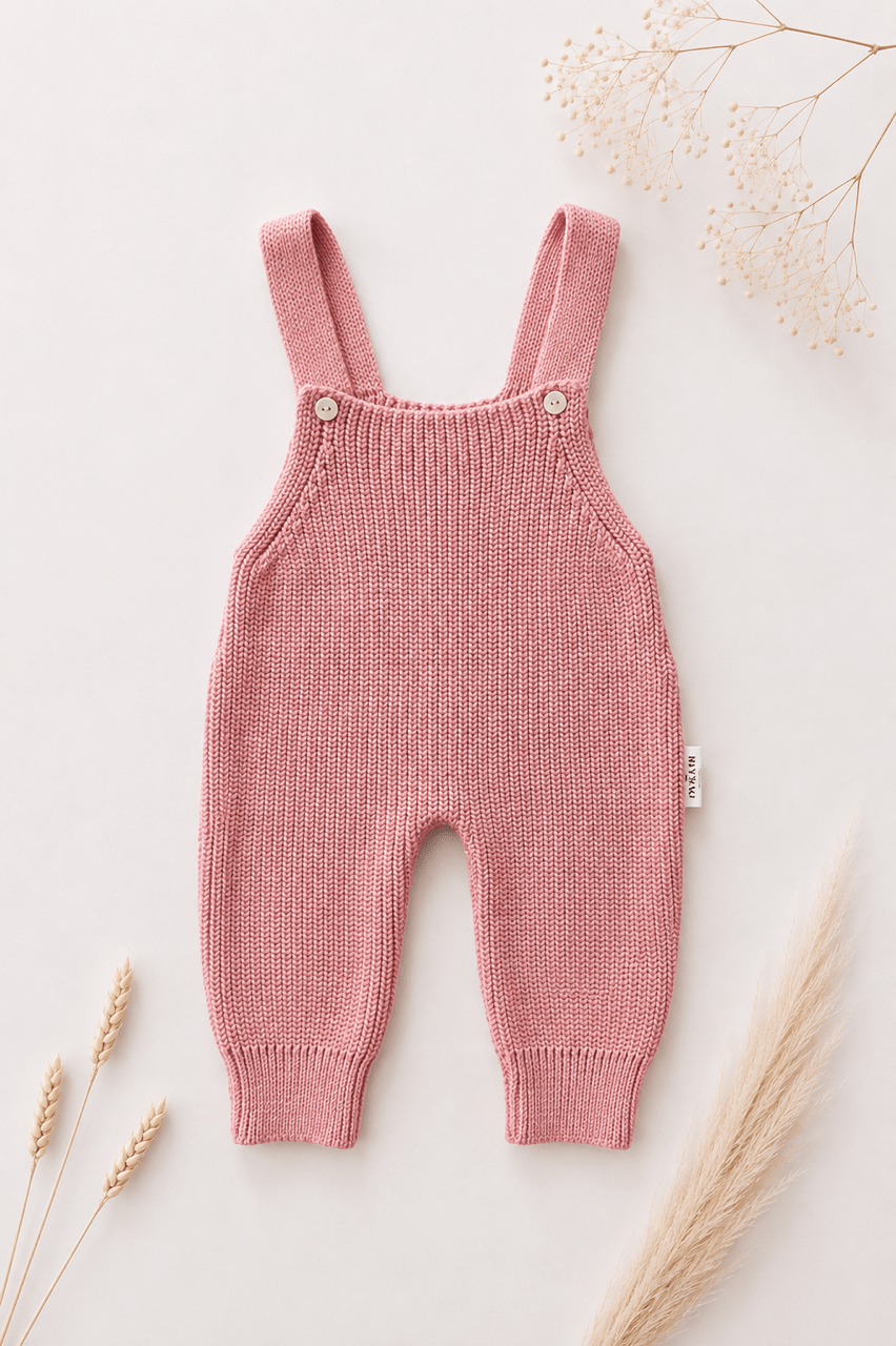 OYKAMI Baby Strick Latzhose – Organic Cotton - Rosa - OYKAMI in a box