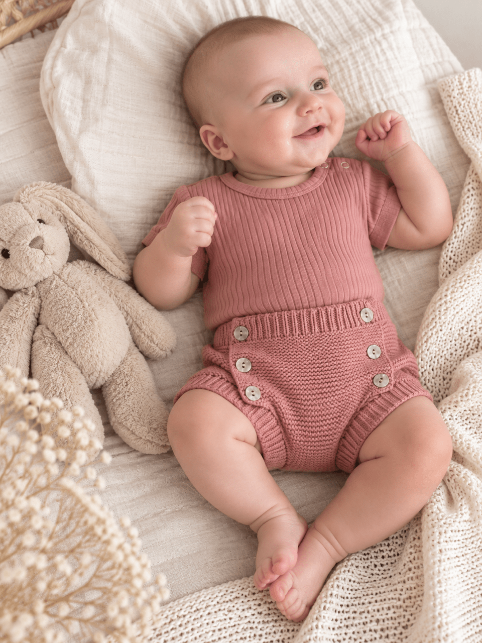 OYKAMI Baby Strick Set Bloomer – Altrosa - OYKAMI in a box