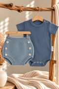 OYKAMI Baby Strick Set Bloomer – Blau - OYKAMI in a box