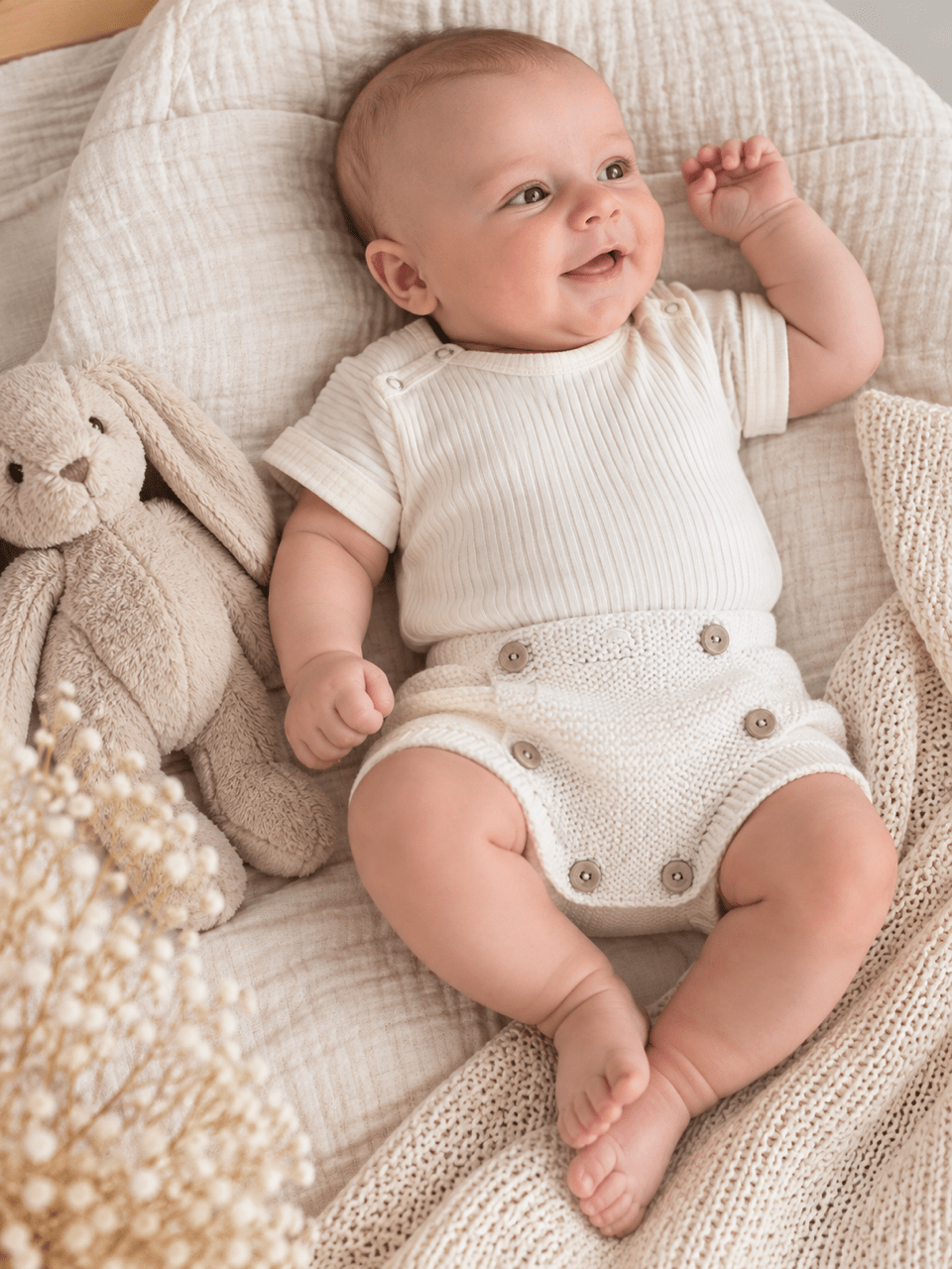 OYKAMI Baby Strick Set Bloomer – Weiss - OYKAMI in a box