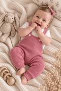 OYKAMI Baby Strick Set Latzhose – Rosa - OYKAMI in a box