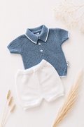 OYKAMI Baby Strick Set Polo & Shorts - Blau - OYKAMI in a box