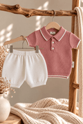 OYKAMI Baby Strick Set Polo & Shorts - Rosa - OYKAMI in a box