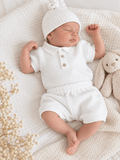OYKAMI Baby Strick Set Polo & Shorts - Weiss - OYKAMI in a box