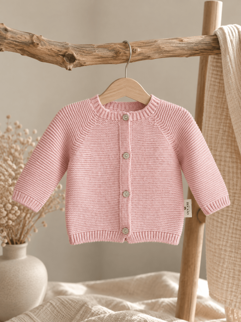 OYKAMI Baby Strickjacke – Organic Cotton - Rosa - OYKAMI in a box