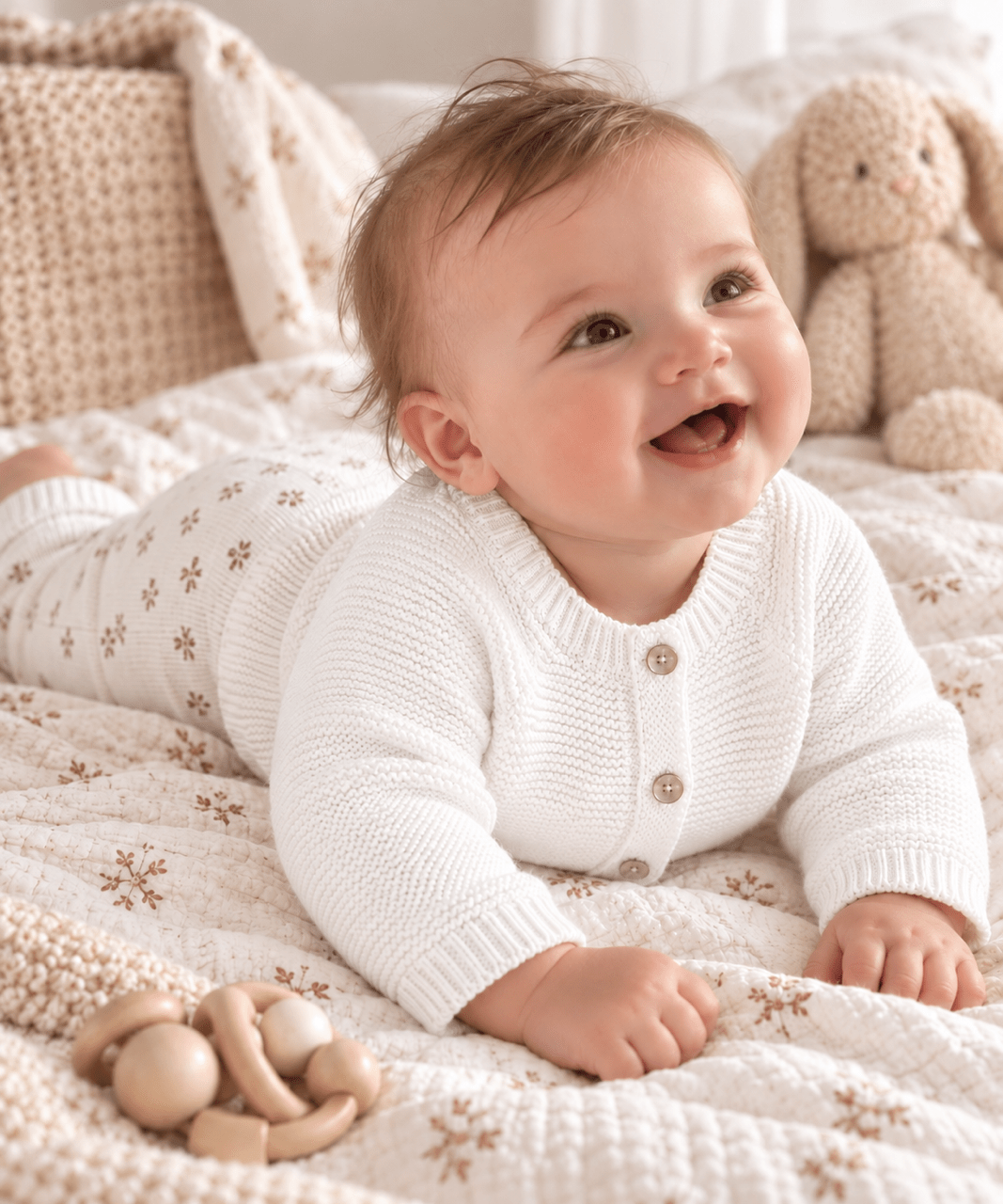 OYKAMI Baby Strickjacke – Organic Cotton - Weiss - OYKAMI in a box