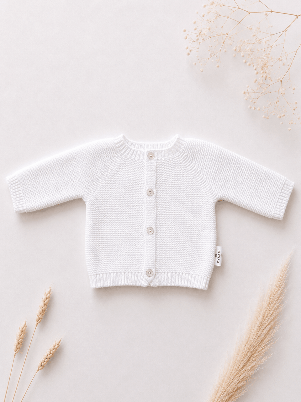 OYKAMI Baby Strickjacke – Organic Cotton - Weiss - OYKAMI in a box
