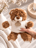 OYKAMI Kuschelteddy mit Strickpullover – Dunkelbraun - OYKAMI in a box