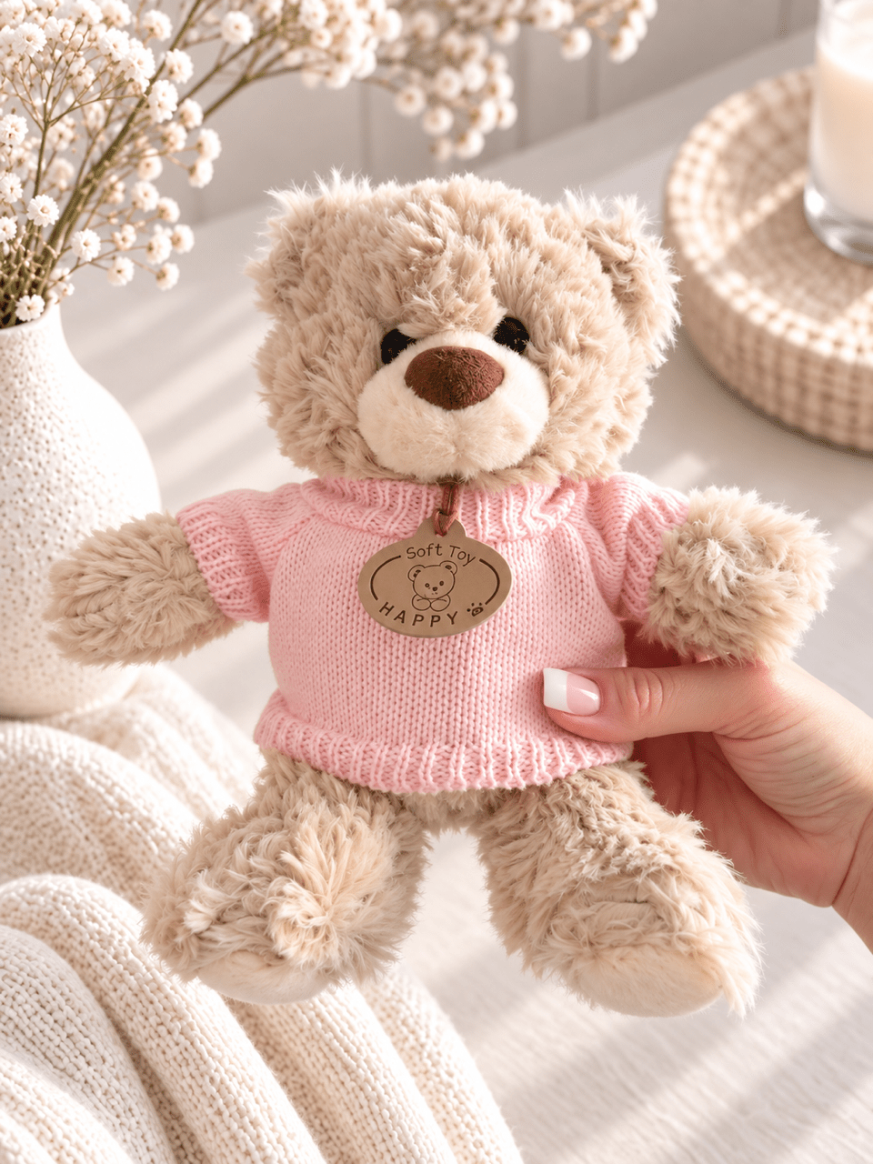 OYKAMI Kuschelteddy mit Strickpullover – Hell - OYKAMI in a box