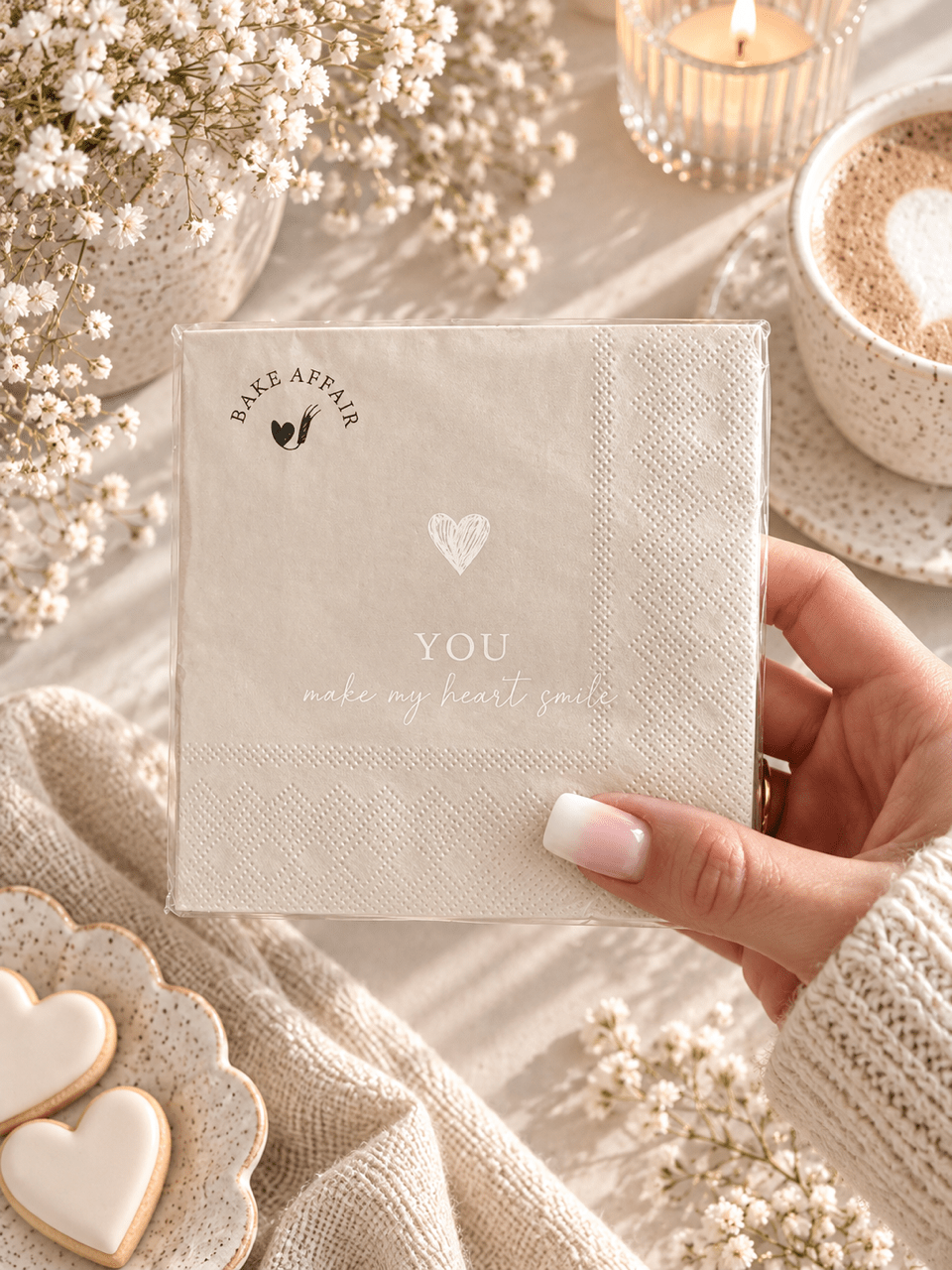 Servietten "You make my heart smile" - OYKAMI in a box