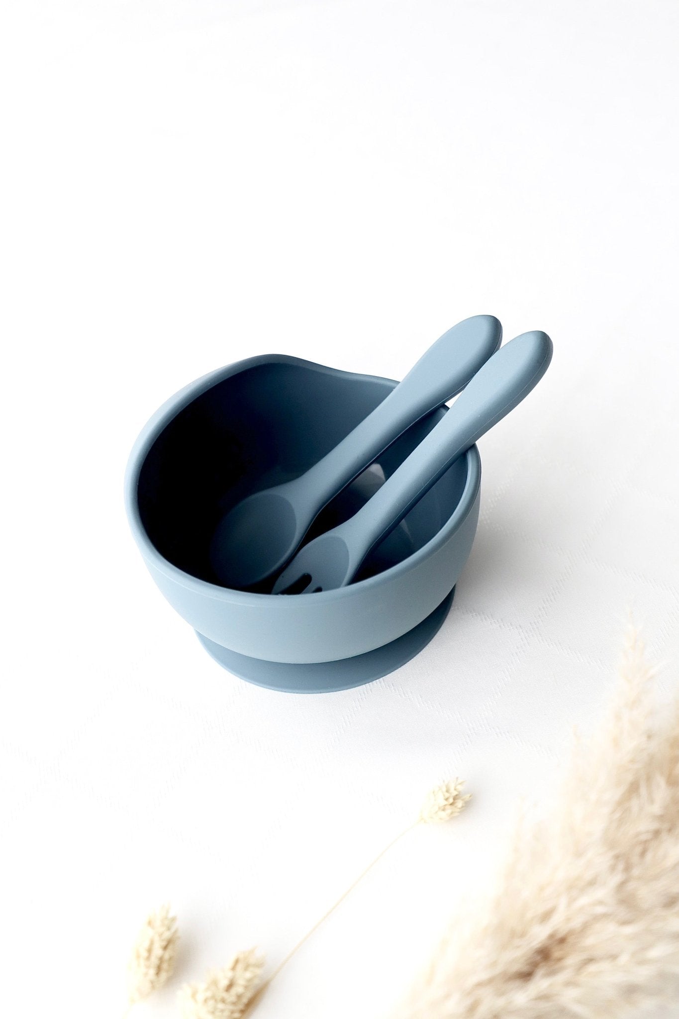 Silikon - Schalen mit Löffel und Gabel blau - OYKAMI in a box